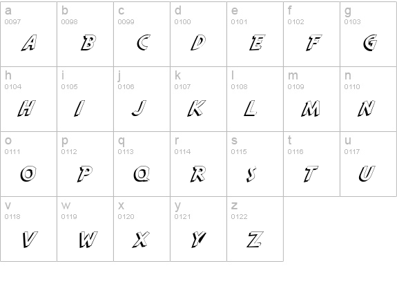 SafariShadow lowercase a-z preview