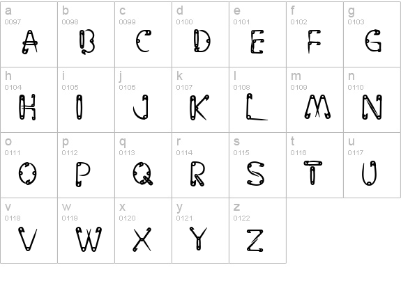 Safety Pin Solid lowercase a-z preview