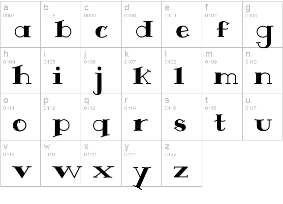 Sailor Gothic-Bold lowercase a-z preview
