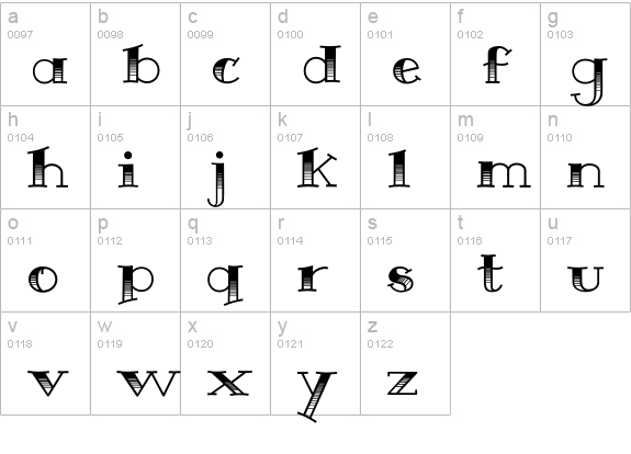 Sailor Gothic-Shaded lowercase a-z preview
