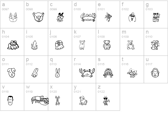 SakabeAnimal01 lowercase a-z preview