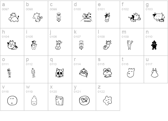 SakabeAnimal03 lowercase a-z preview