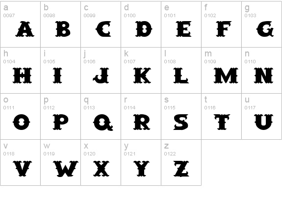 Saloon Regular lowercase a-z preview