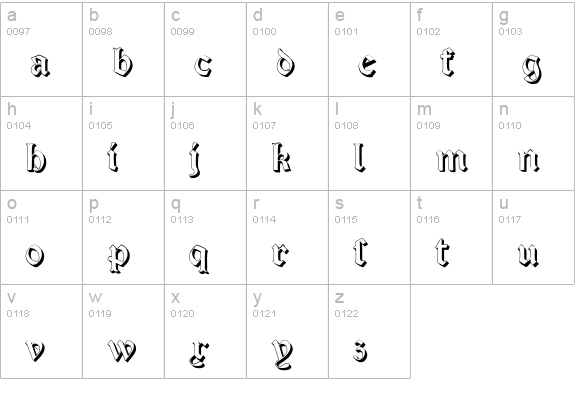Salterio Three lowercase a-z preview