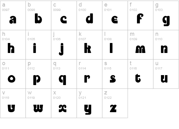 Saltire lowercase a-z preview