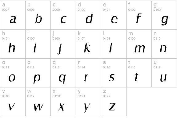 SalzburgRandom-Italic lowercase a-z preview