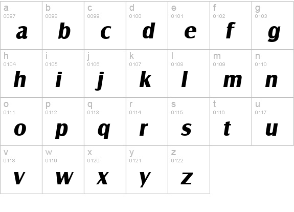 SalzburgSerial-Xbold-Italic lowercase a-z preview