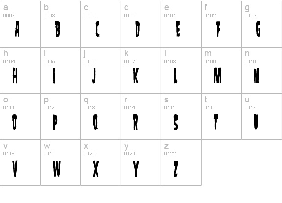 SamdanEvilCondensed lowercase a-z preview