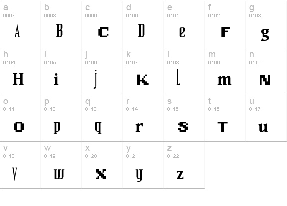 Sample lowercase a-z preview