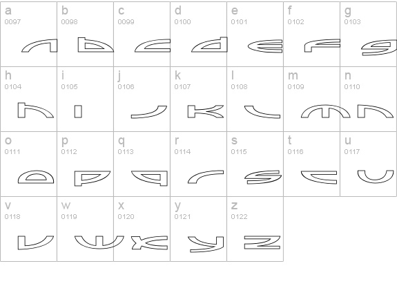 Sampler-Outline lowercase a-z preview