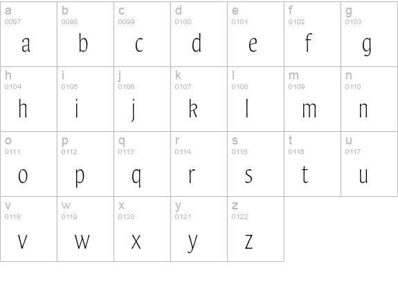 SamSans-Thin lowercase a-z preview