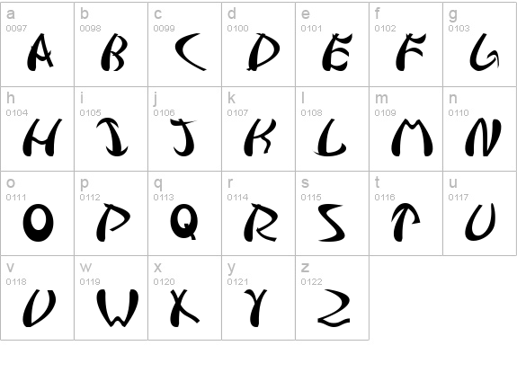 Samurai lowercase a-z preview