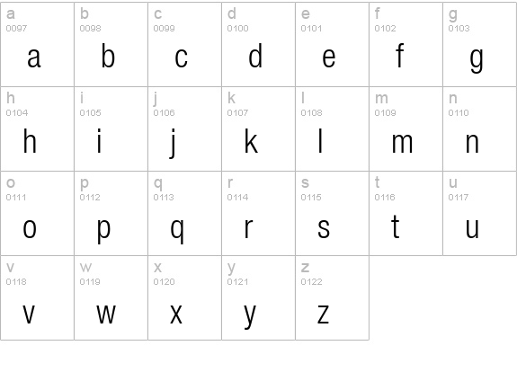 Sans Light Cond. lowercase a-z preview