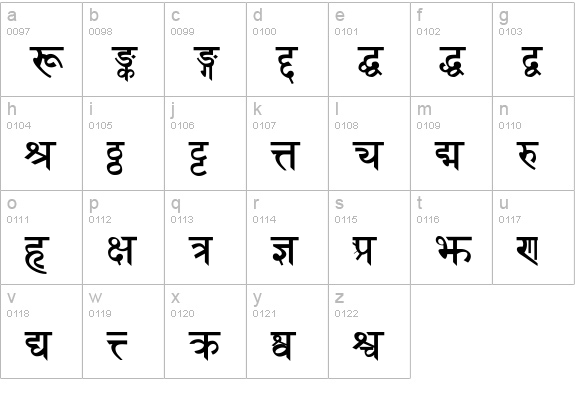 Sanskrit Bold lowercase a-z preview