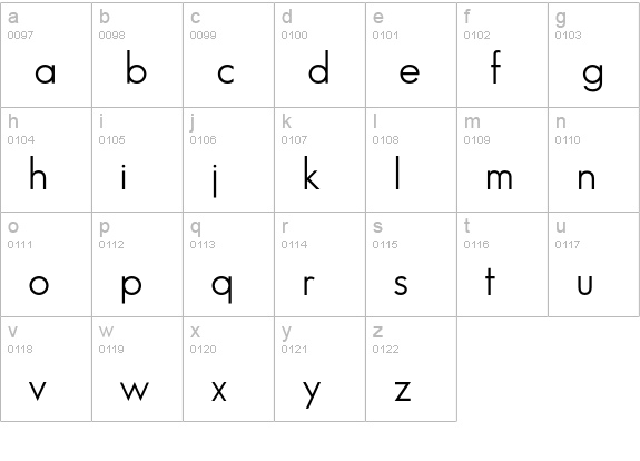 SansSerifBookFLF lowercase a-z preview