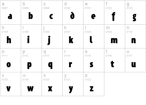 Santana-BlackCondensed lowercase a-z preview