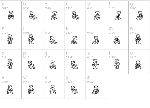 Sassys Teddys 1 lowercase a-z preview