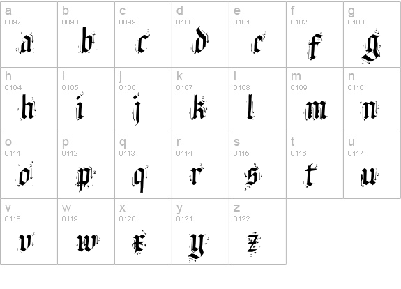 Satanas Humanum Salvator lowercase a-z preview