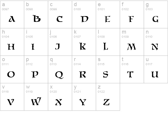 Satans Minions lowercase a-z preview
