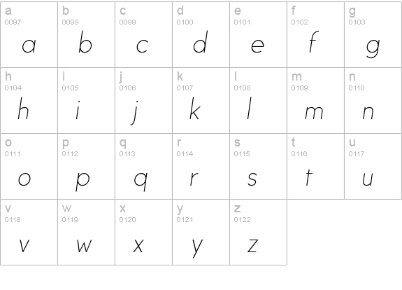 Satellite Oblique lowercase a-z preview