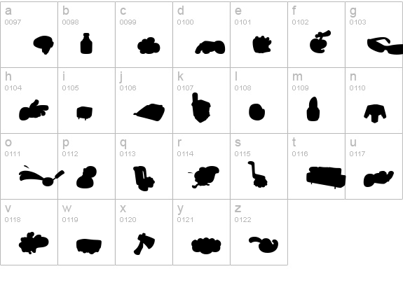 SaunaDingbats-Background lowercase a-z preview