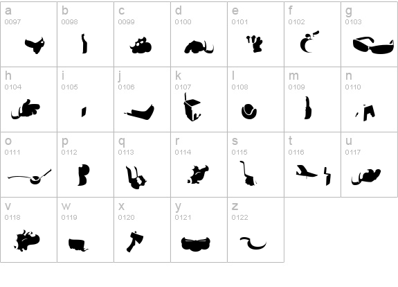 SaunaDingbats-Dimlght lowercase a-z preview