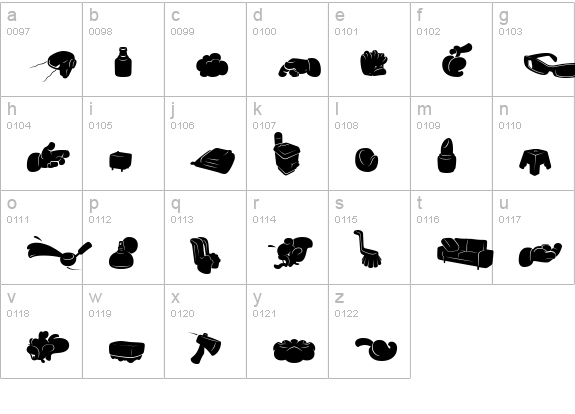 SaunaDingbats-Solo lowercase a-z preview