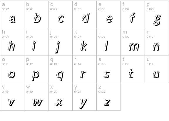SaxonyShadow-Italic lowercase a-z preview
