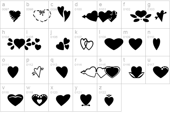 SC Hearts lowercase a-z preview