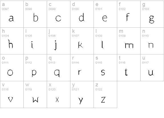 Scary Roots Font lowercase a-z preview