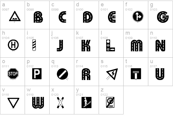 Schilderwald lowercase a-z preview
