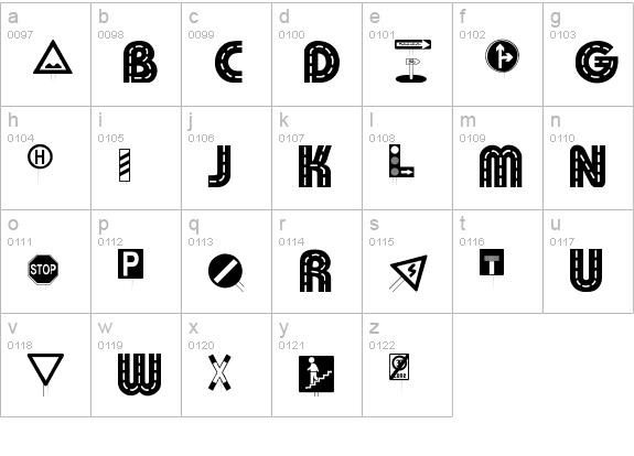 Schilderwald alt lowercase a-z preview