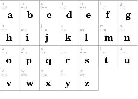 Schoolbook Bold lowercase a-z preview