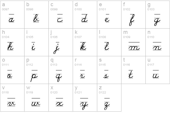SchoolScriptDashed lowercase a-z preview