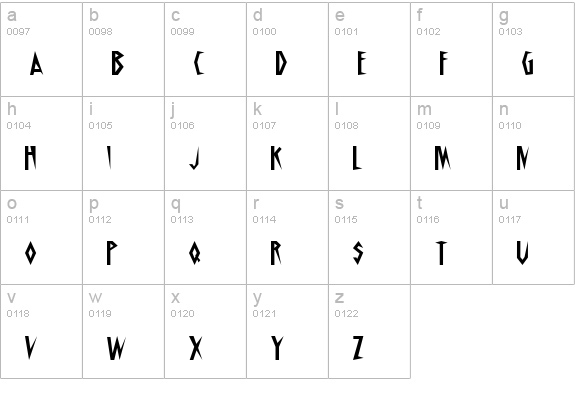 Schrill AOE lowercase a-z preview