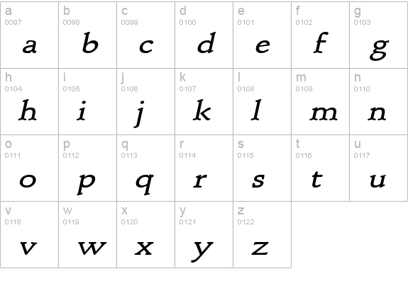 Schroeder Wide Bold Italic lowercase a-z preview