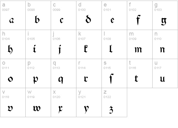 Schwaben Alt Bold lowercase a-z preview