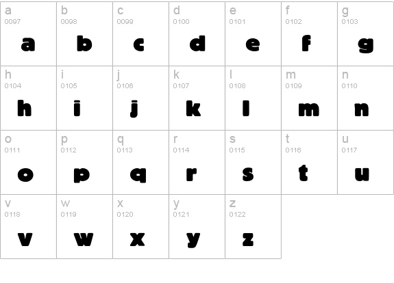Schwere lowercase a-z preview