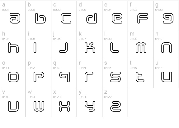 Sci Fied Outline lowercase a-z preview