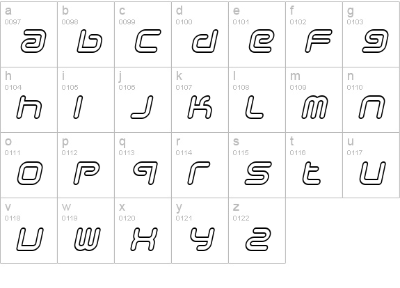 Sci Fied Outline Italic lowercase a-z preview