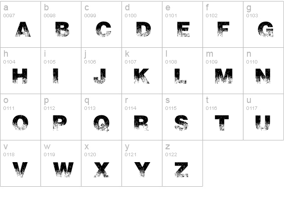 Scorched Earth lowercase a-z preview