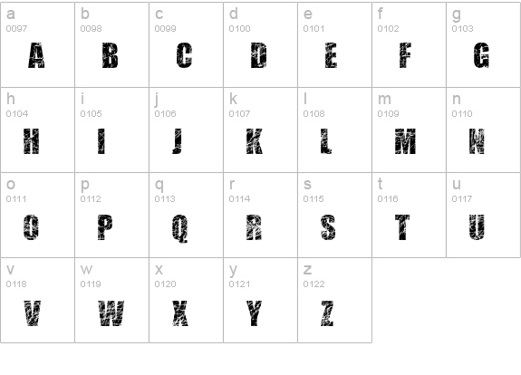 Scratched Letters lowercase a-z preview