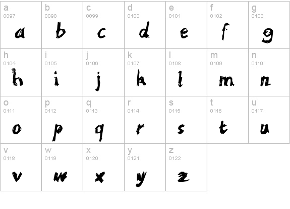 Scratchy Large lowercase a-z preview