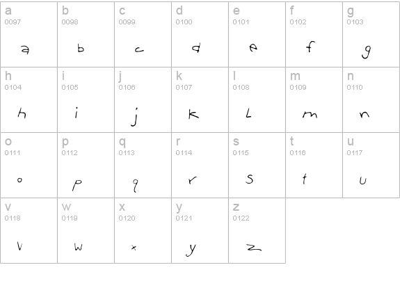 Scrawl lowercase a-z preview