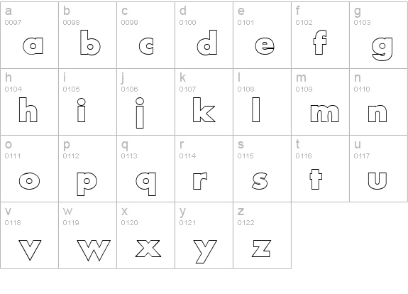 Scream alternative outlined lowercase a-z preview