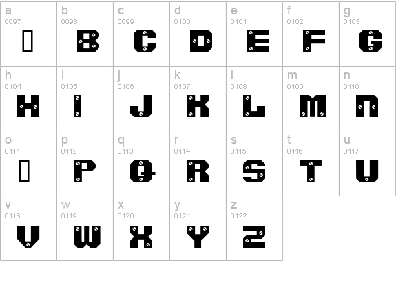 ScrewedSW lowercase a-z preview