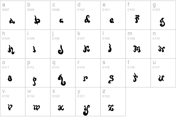 Screwy Melted Wax lowercase a-z preview