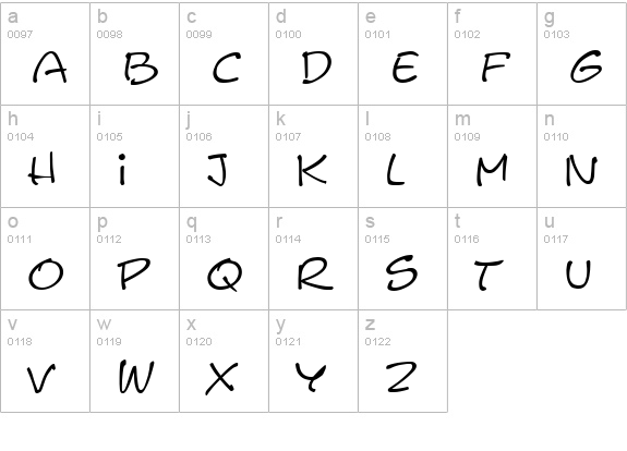 Scribble Regular lowercase a-z preview