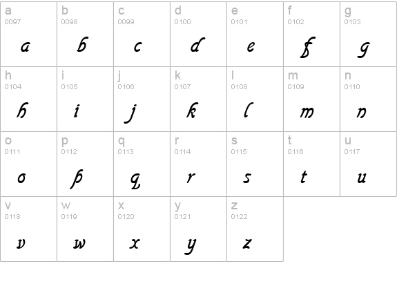 Script-G760-Regular lowercase a-z preview