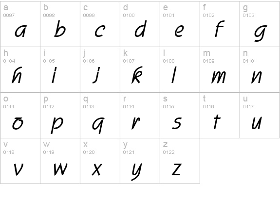 Scroll Heavy Italic lowercase a-z preview